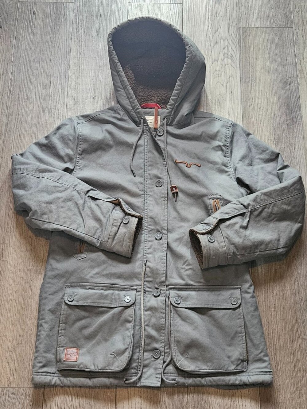 Kimes Ranch Women's AWA Gray Canvas Sherpa Lined Hooded Utility Jacket XXL